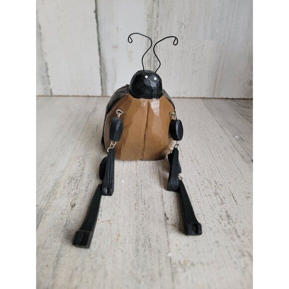 Vintage unique wooden ladybug dangling leg jointed home decor figure - Picture 1 of 6